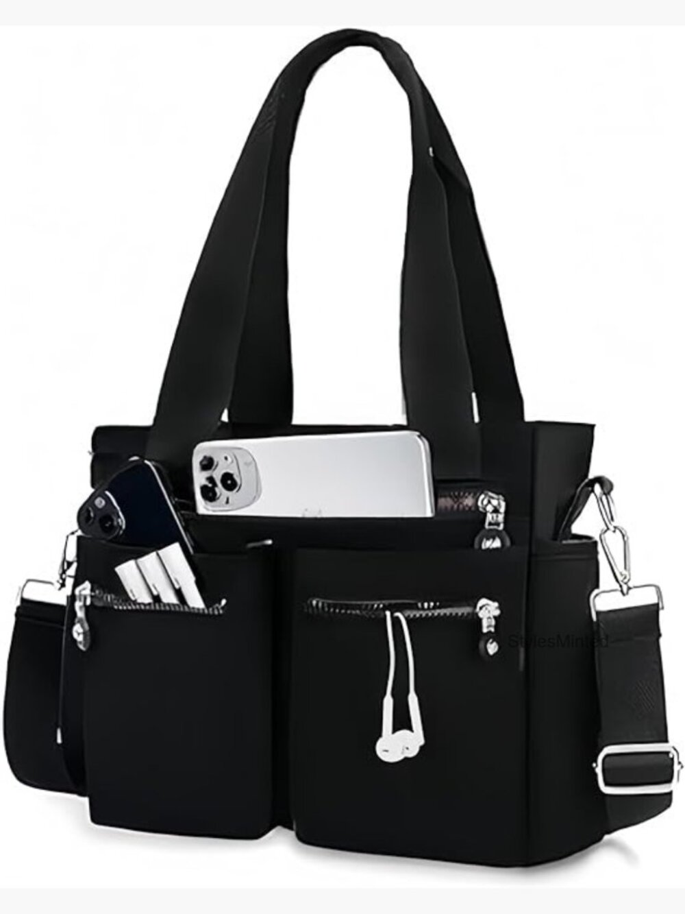 Large Tote Bag for Women Work Nylon Crossbody with Multiple Pockets